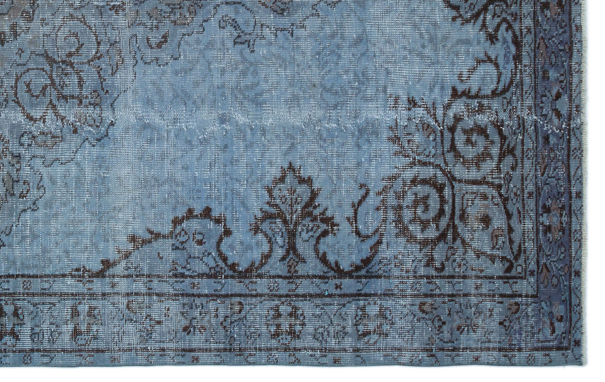 Blue Over Dyed Vintage Rug 5&#39;5&#39;&#39; x 8&#39;8&#39;&#39; ft 165 x 263 cm