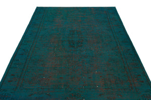 Turquoise  Over Dyed Vintage Rug 5'11'' x 8'6'' ft 181 x 260 cm