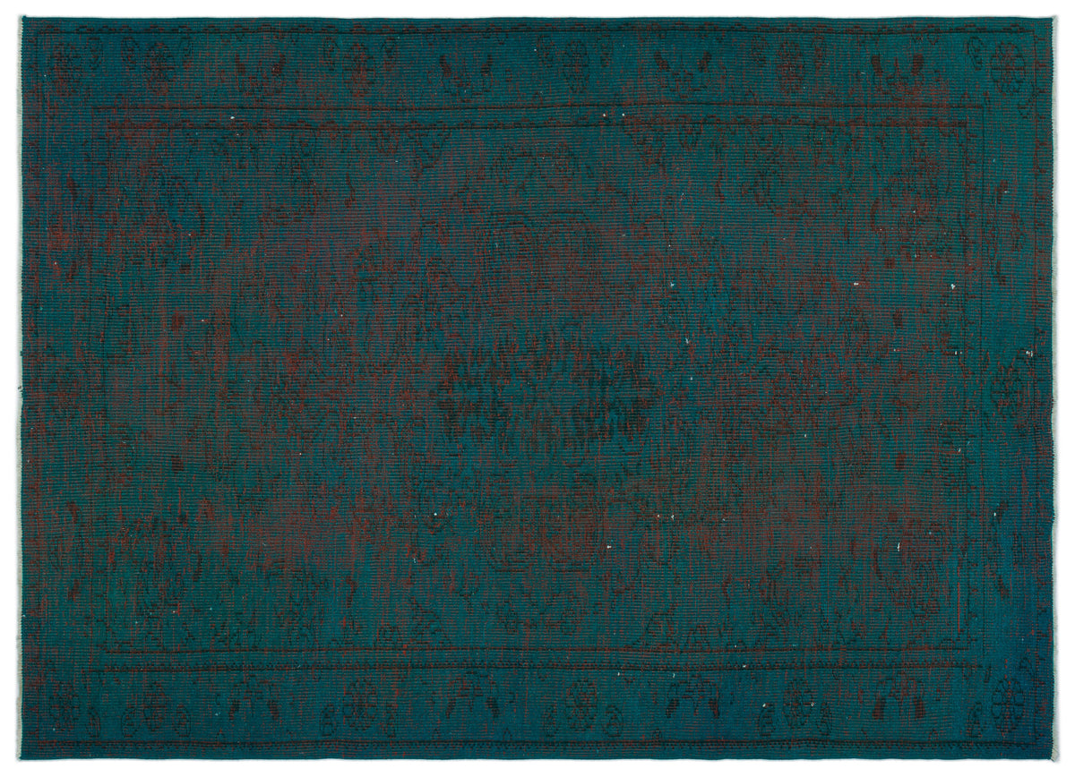 Turquoise  Over Dyed Vintage Rug 5&#39;11&#39;&#39; x 8&#39;6&#39;&#39; ft 181 x 260 cm