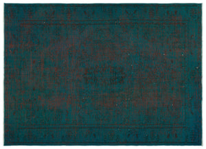 Turquoise  Over Dyed Vintage Rug 5'11'' x 8'6'' ft 181 x 260 cm