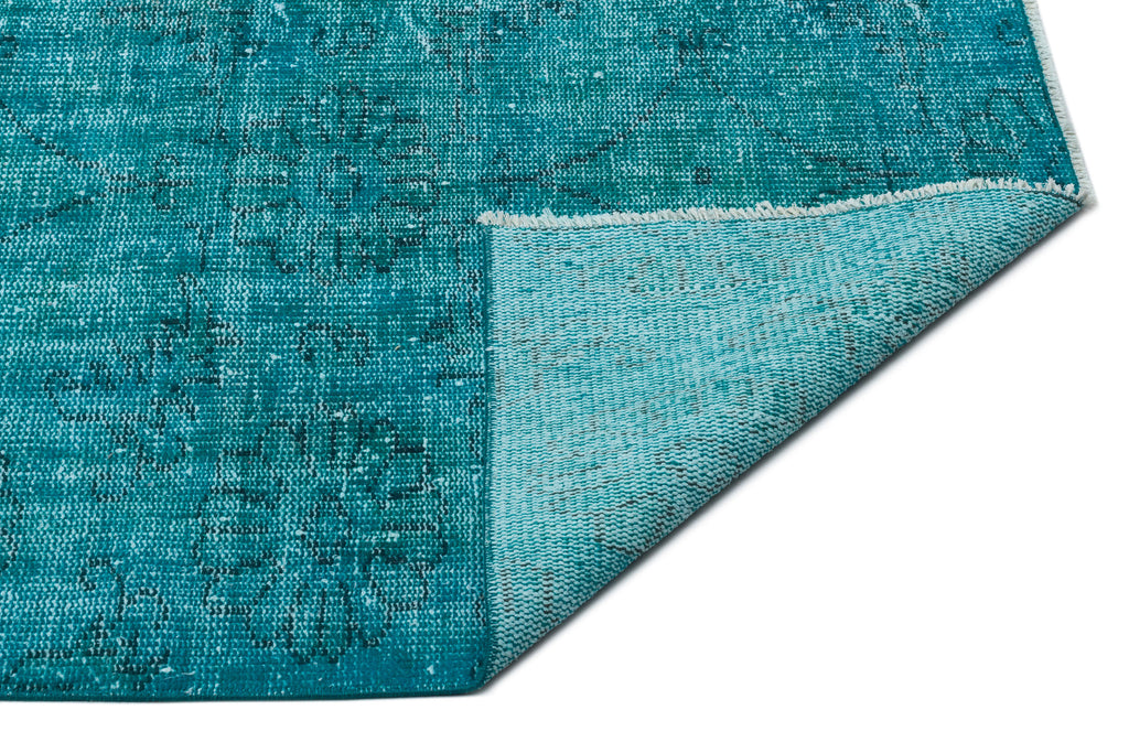 Turquoise  Over Dyed Vintage Rug 6'2'' x 9'10'' ft 189 x 300 cm