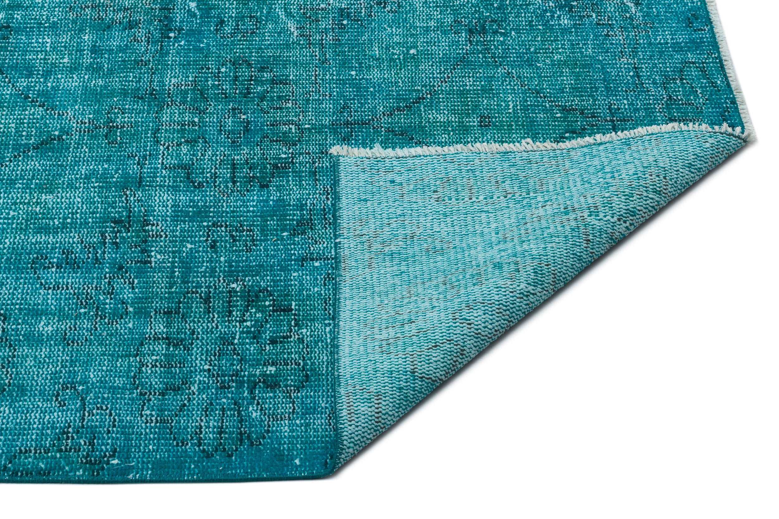 Turquoise  Over Dyed Vintage Rug 6'2'' x 9'10'' ft 189 x 300 cm