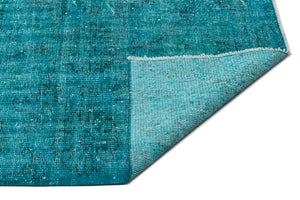 Turquoise  Over Dyed Vintage Rug 6'2'' x 9'10'' ft 189 x 300 cm