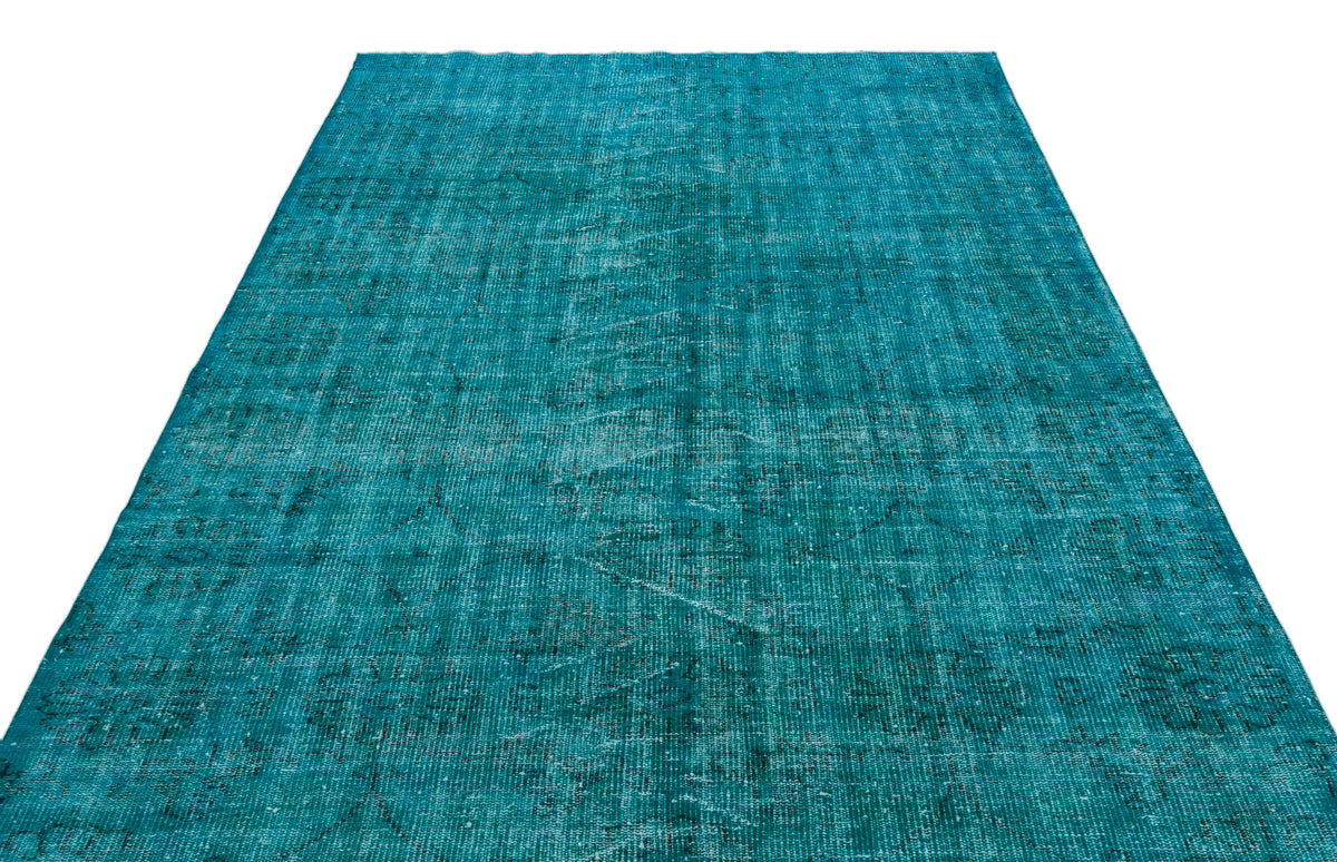 Turquoise  Over Dyed Vintage Rug 6&#39;2&#39;&#39; x 9&#39;10&#39;&#39; ft 189 x 300 cm