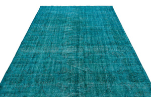 Turquoise  Over Dyed Vintage Rug 6'2'' x 9'10'' ft 189 x 300 cm