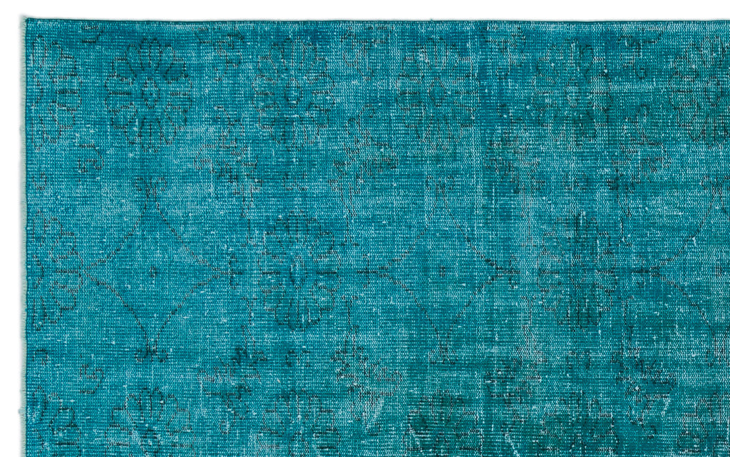 Turquoise  Over Dyed Vintage Rug 6'2'' x 9'10'' ft 189 x 300 cm
