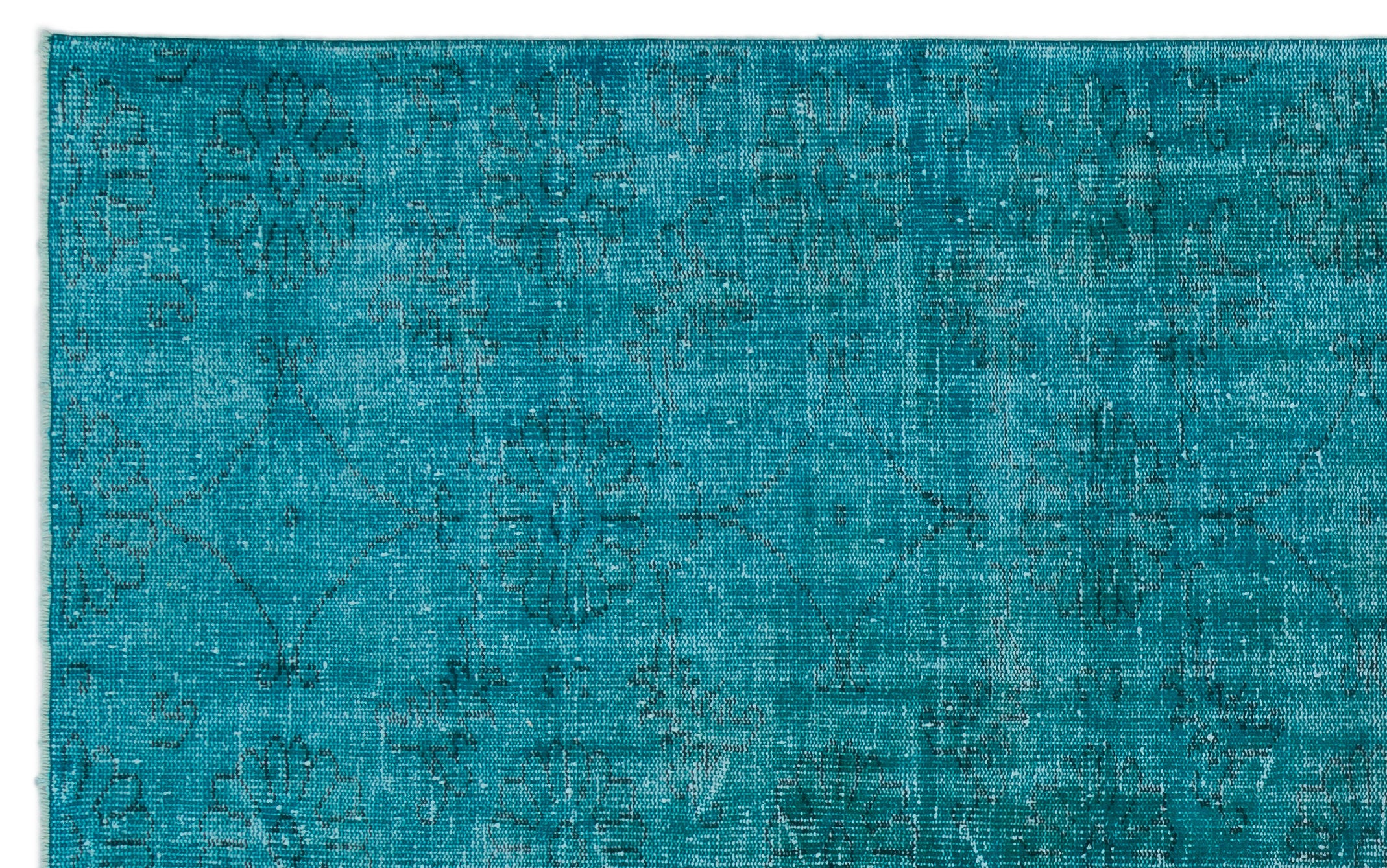 Turquoise  Over Dyed Vintage Rug 6'2'' x 9'10'' ft 189 x 300 cm