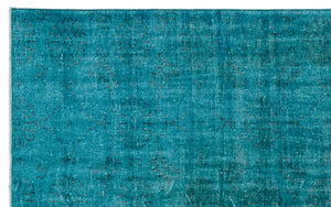 Turquoise  Over Dyed Vintage Rug 6'2'' x 9'10'' ft 189 x 300 cm