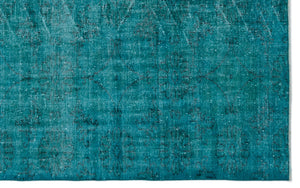 Turquoise  Over Dyed Vintage Rug 6'2'' x 9'10'' ft 189 x 300 cm
