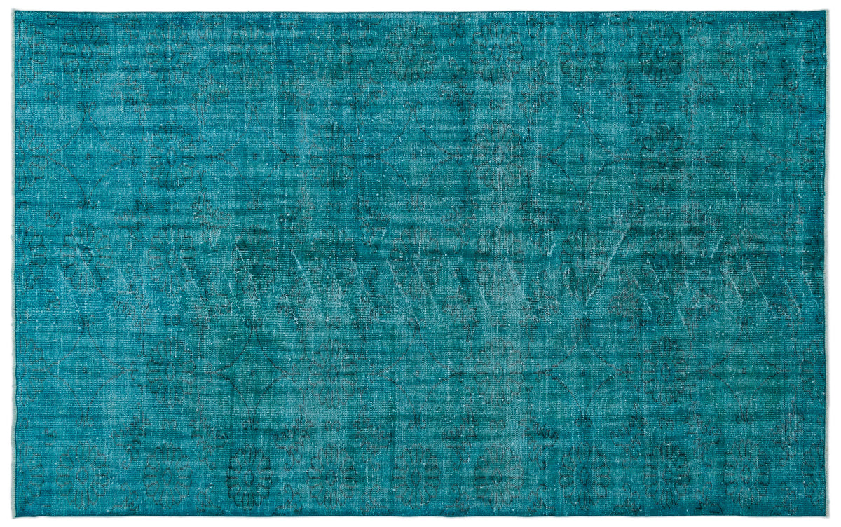 Turquoise  Over Dyed Vintage Rug 6&#39;2&#39;&#39; x 9&#39;10&#39;&#39; ft 189 x 300 cm