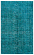 Turquoise  Over Dyed Vintage Rug 6'2'' x 9'10'' ft 189 x 300 cm