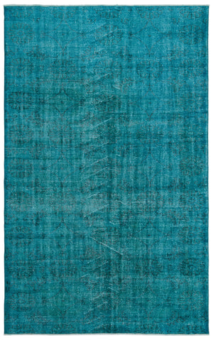 Turquoise  Over Dyed Vintage Rug 6'2'' x 9'10'' ft 189 x 300 cm