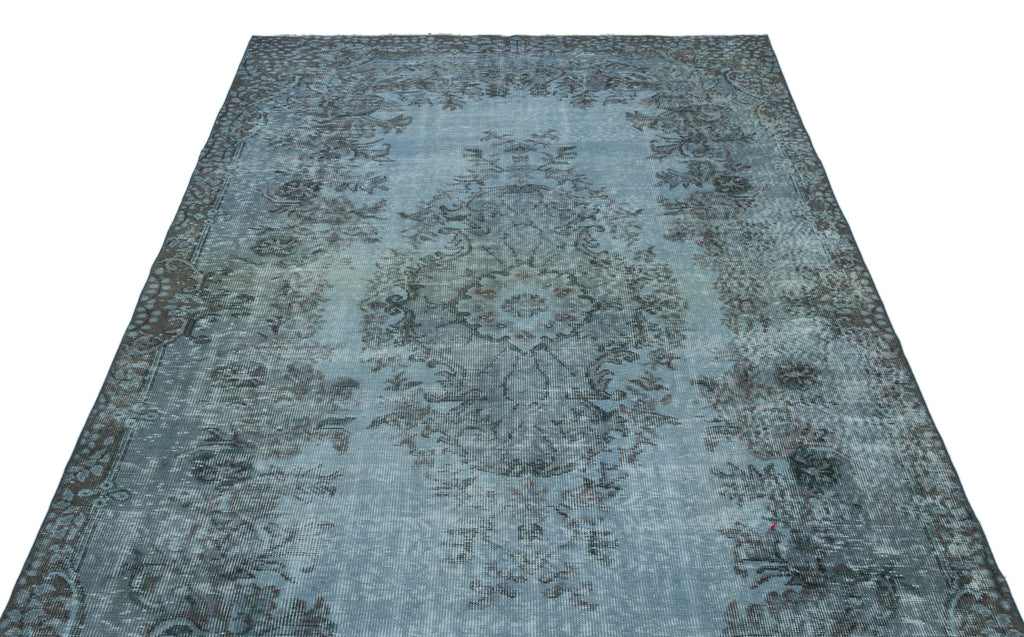 Blue Over Dyed Vintage Rug 5'5'' x 9'3'' ft 164 x 282 cm