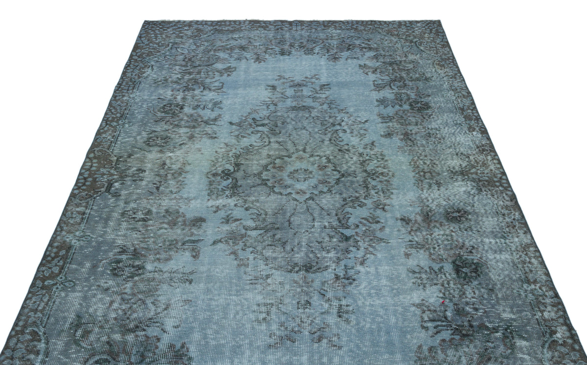 Blue Over Dyed Vintage Rug 5&#39;5&#39;&#39; x 9&#39;3&#39;&#39; ft 164 x 282 cm