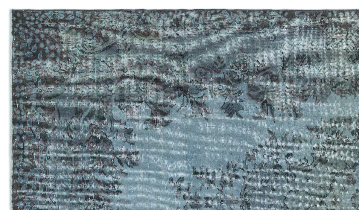 Blue Over Dyed Vintage Rug 5&#39;5&#39;&#39; x 9&#39;3&#39;&#39; ft 164 x 282 cm