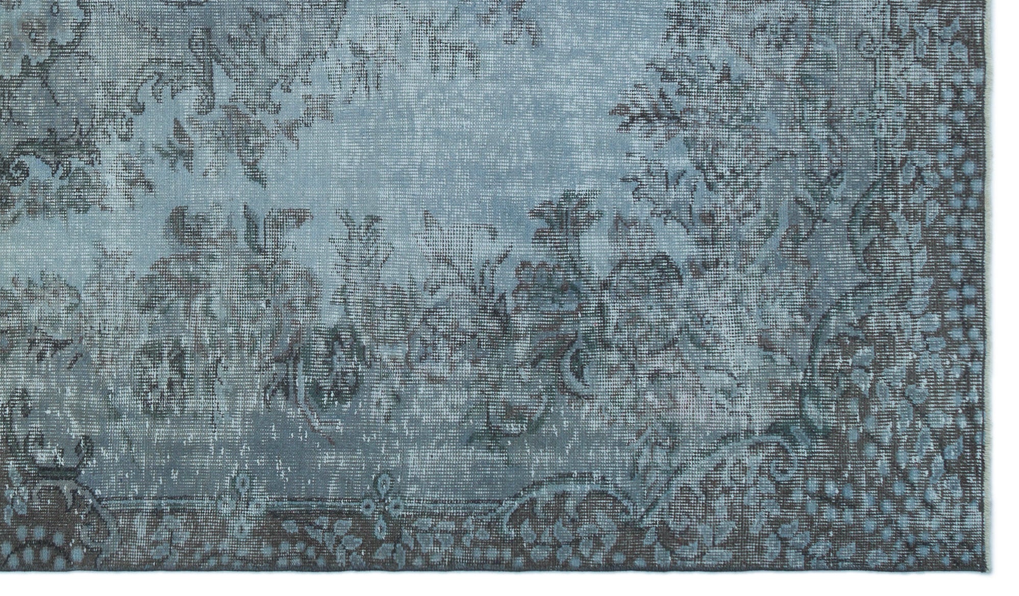Blue Over Dyed Vintage Rug 5'5'' x 9'3'' ft 164 x 282 cm