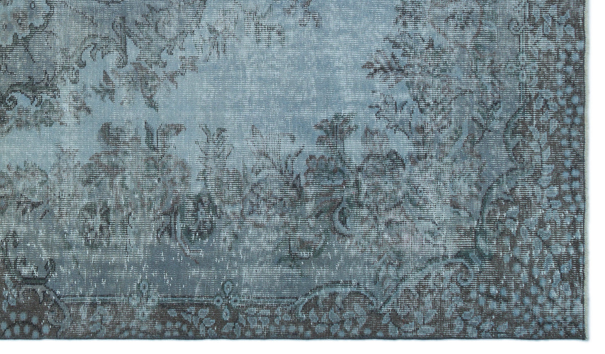 Blue Over Dyed Vintage Rug 5&#39;5&#39;&#39; x 9&#39;3&#39;&#39; ft 164 x 282 cm