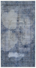 Blue Over Dyed Vintage Rug 5'2'' x 9'6'' ft 157 x 290 cm