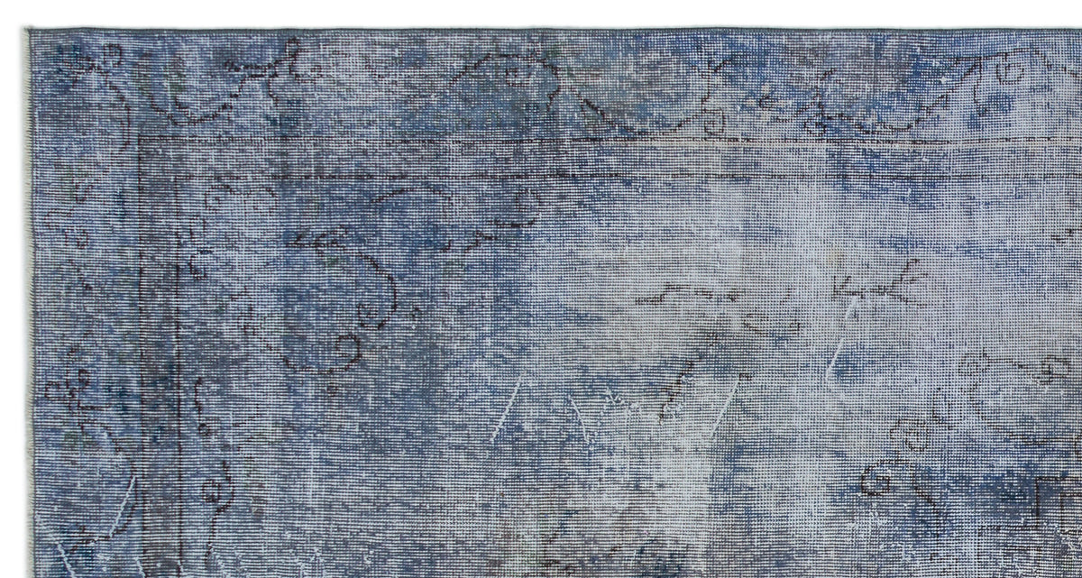 Blue Over Dyed Vintage Rug 5&#39;2&#39;&#39; x 9&#39;6&#39;&#39; ft 157 x 290 cm