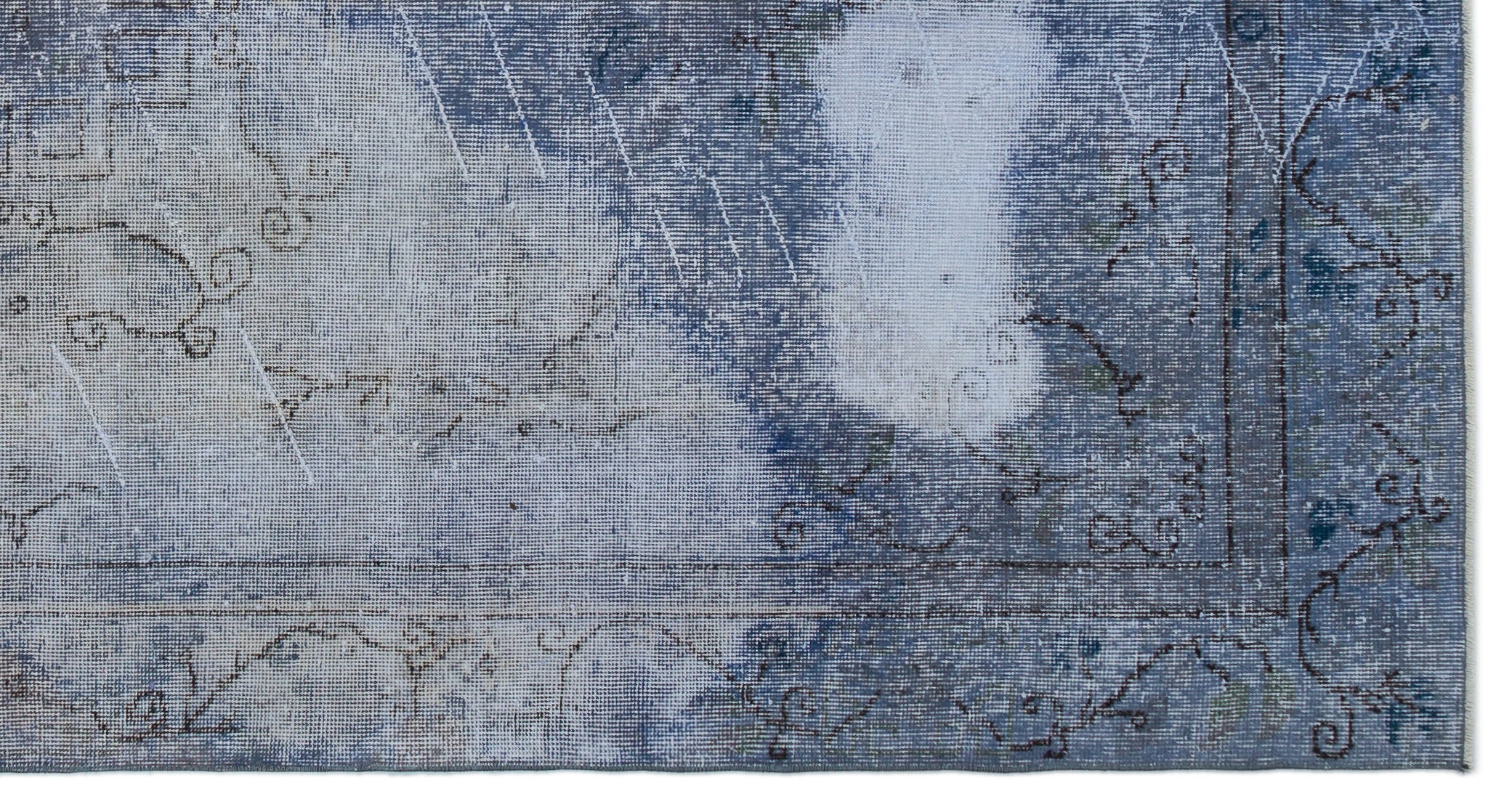 Blue Over Dyed Vintage Rug 5'2'' x 9'6'' ft 157 x 290 cm