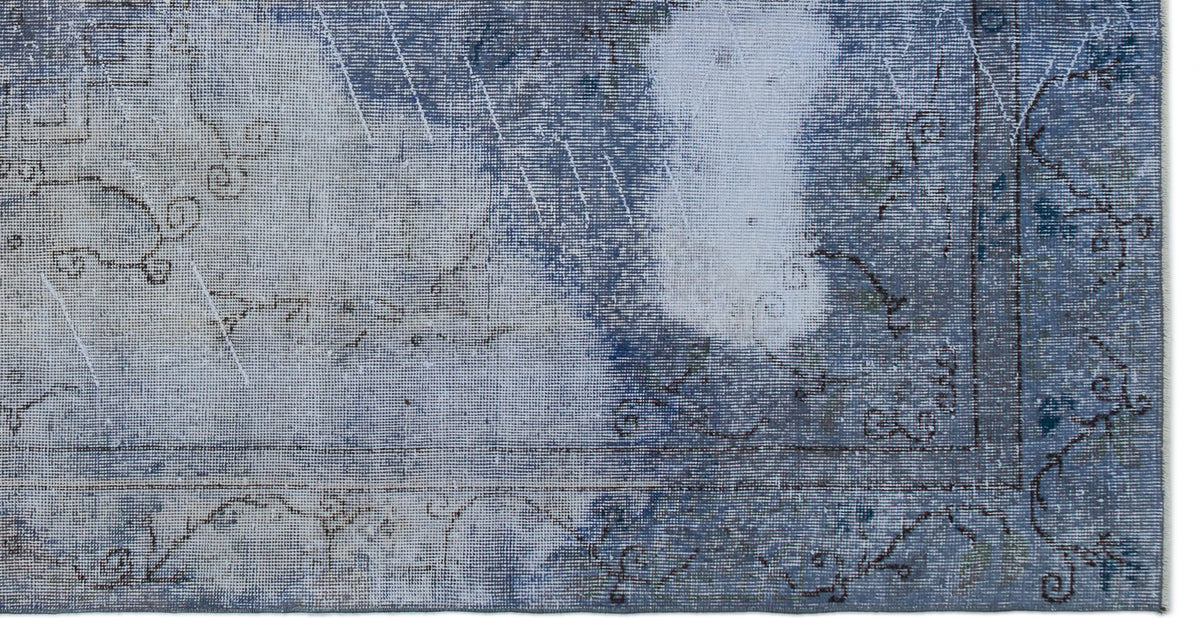 Blue Over Dyed Vintage Rug 5&#39;2&#39;&#39; x 9&#39;6&#39;&#39; ft 157 x 290 cm