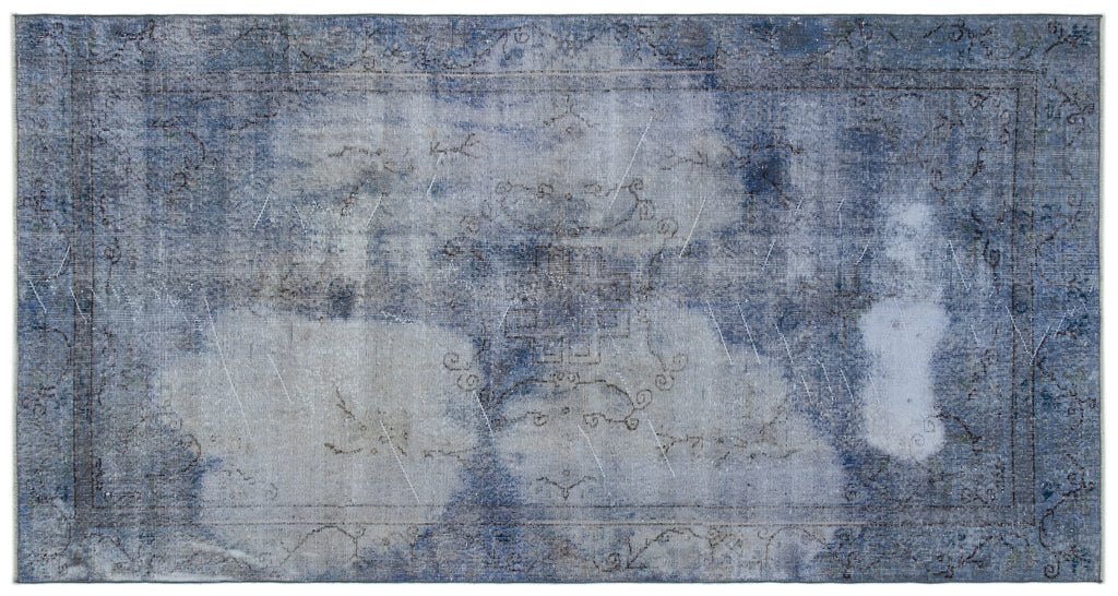 Blue Over Dyed Vintage Rug 5'2'' x 9'6'' ft 157 x 290 cm