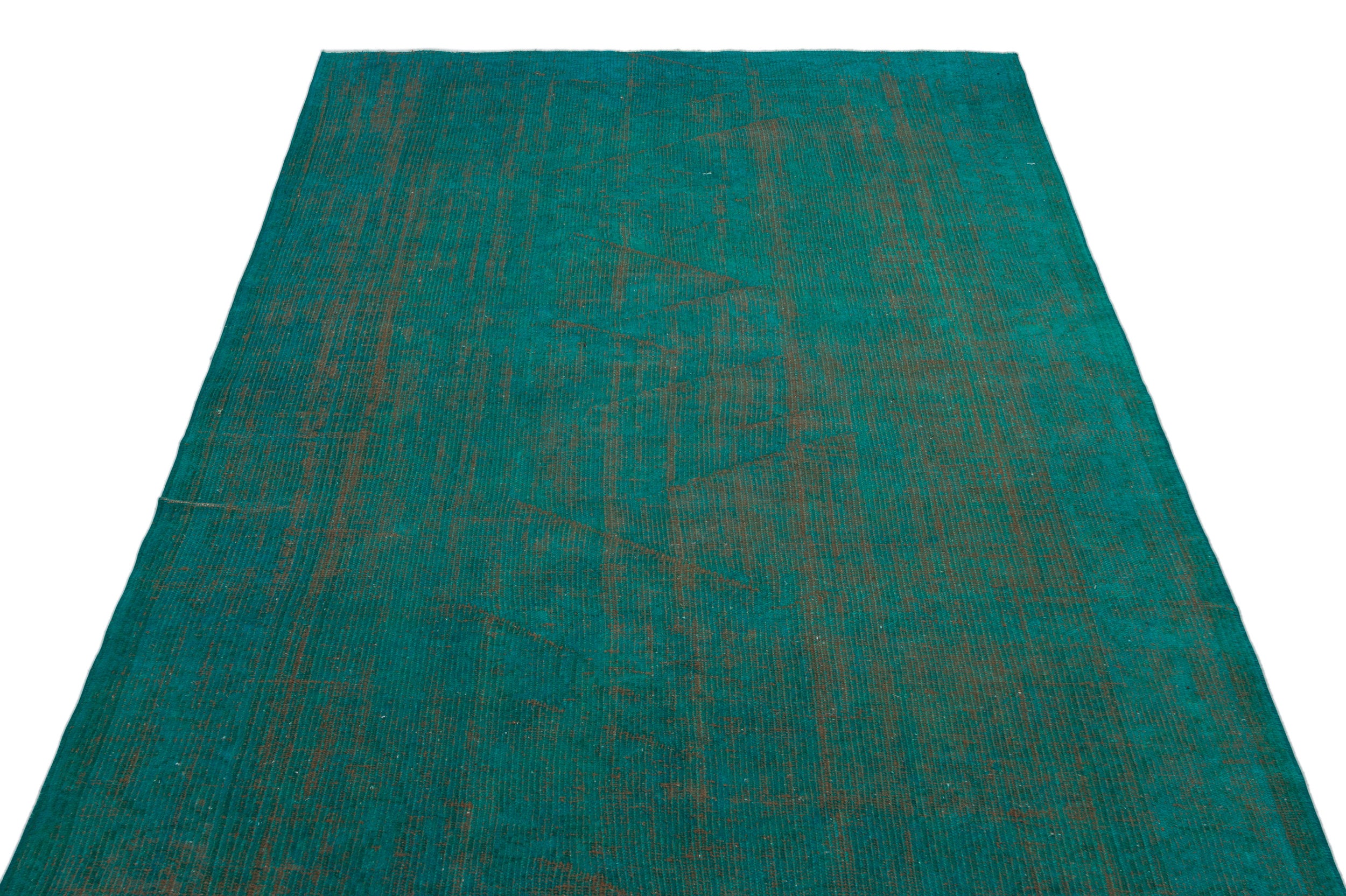 Turquoise  Over Dyed Vintage Rug 5'0'' x 8'6'' ft 153 x 258 cm