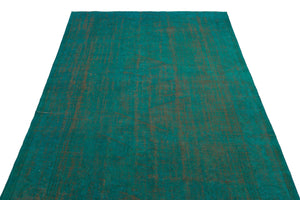 Turquoise  Over Dyed Vintage Rug 5'0'' x 8'6'' ft 153 x 258 cm