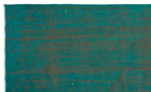 Turquoise  Over Dyed Vintage Rug 5'0'' x 8'6'' ft 153 x 258 cm
