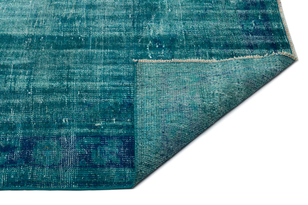 Turquoise  Over Dyed Vintage Rug 5&#39;8&#39;&#39; x 9&#39;1&#39;&#39; ft 173 x 276 cm