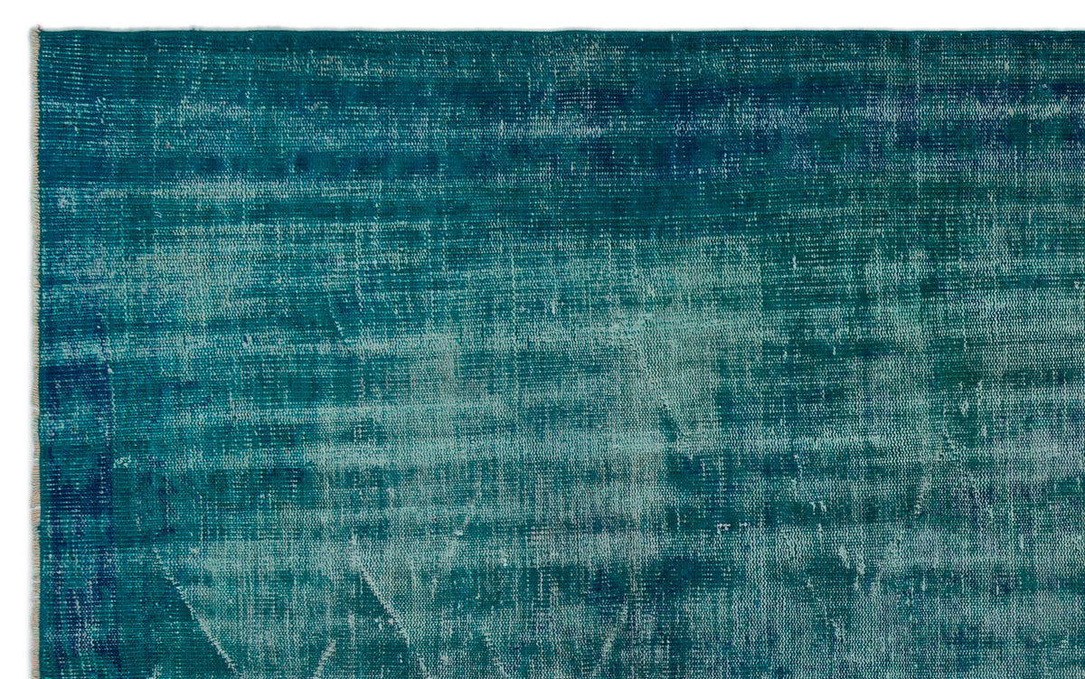 Turquoise  Over Dyed Vintage Rug 5&#39;8&#39;&#39; x 9&#39;1&#39;&#39; ft 173 x 276 cm