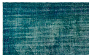 Turquoise  Over Dyed Vintage Rug 5'8'' x 9'1'' ft 173 x 276 cm
