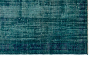 Turquoise  Over Dyed Vintage Rug 5'8'' x 9'1'' ft 173 x 276 cm