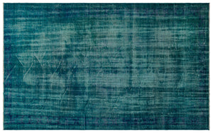 Turquoise  Over Dyed Vintage Rug 5'8'' x 9'1'' ft 173 x 276 cm