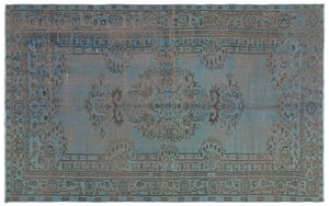 Blue Over Dyed Vintage Rug 5'0'' x 8'1'' ft 153 x 246 cm