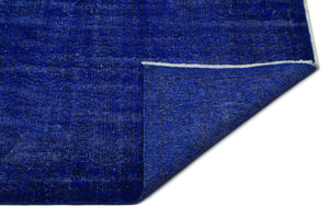 Blue Over Dyed Vintage Rug 4'11'' x 8'11'' ft 150 x 273 cm