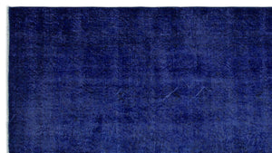 Blue Over Dyed Vintage Rug 4'11'' x 8'11'' ft 150 x 273 cm