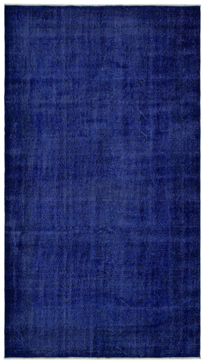 Blue Over Dyed Vintage Rug 4'11'' x 8'11'' ft 150 x 273 cm