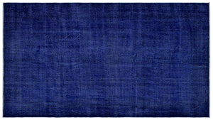 Blue Over Dyed Vintage Rug 4'11'' x 8'11'' ft 150 x 273 cm