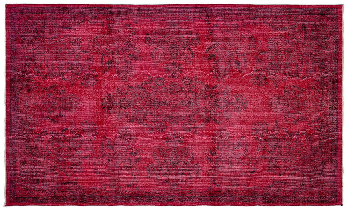 Red Over Dyed Vintage Rug 5&#39;6&#39;&#39; x 9&#39;5&#39;&#39; ft 168 x 286 cm