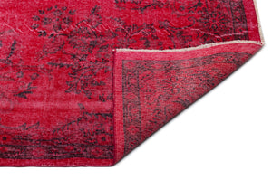 Red Over Dyed Vintage Rug 5'6'' x 9'5'' ft 168 x 286 cm