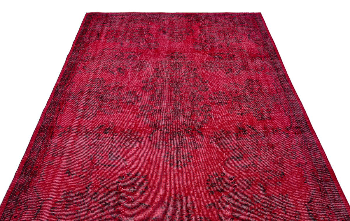 Red Over Dyed Vintage Rug 5&#39;6&#39;&#39; x 9&#39;5&#39;&#39; ft 168 x 286 cm