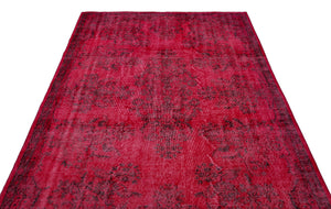 Red Over Dyed Vintage Rug 5'6'' x 9'5'' ft 168 x 286 cm