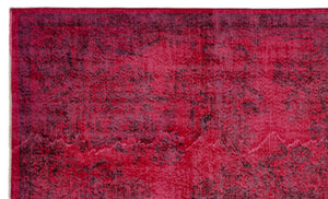 Red Over Dyed Vintage Rug 5'6'' x 9'5'' ft 168 x 286 cm