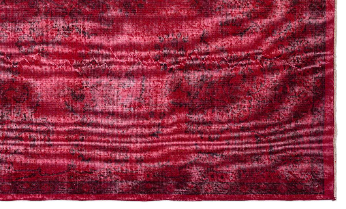 Red Over Dyed Vintage Rug 5&#39;6&#39;&#39; x 9&#39;5&#39;&#39; ft 168 x 286 cm