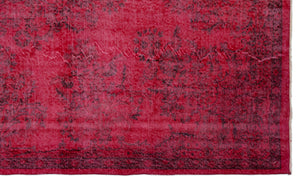 Red Over Dyed Vintage Rug 5'6'' x 9'5'' ft 168 x 286 cm