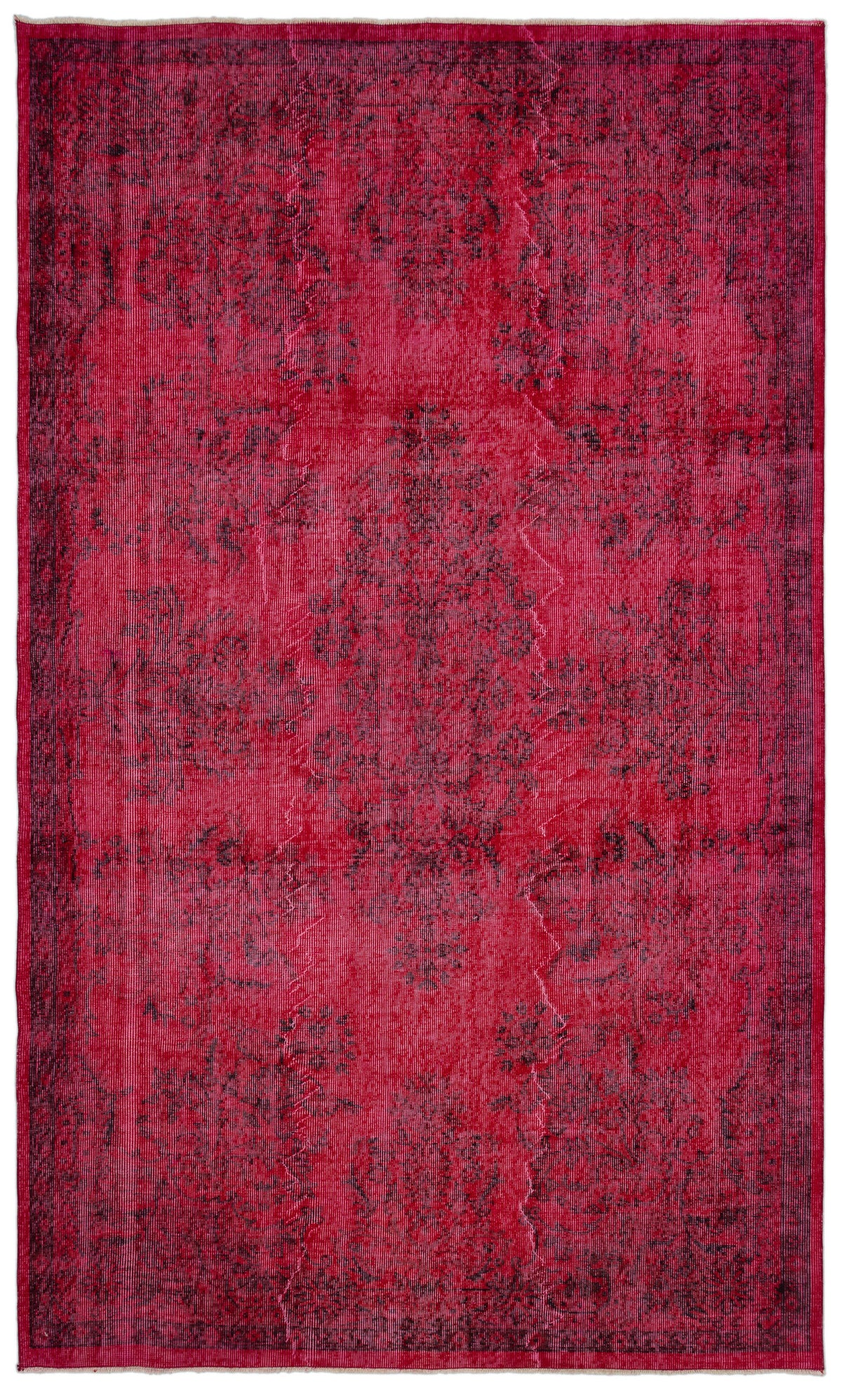 Red Over Dyed Vintage Rug 5&#39;6&#39;&#39; x 9&#39;5&#39;&#39; ft 168 x 286 cm
