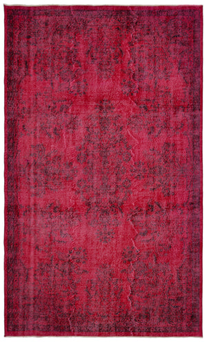 Red Over Dyed Vintage Rug 5'6'' x 9'5'' ft 168 x 286 cm