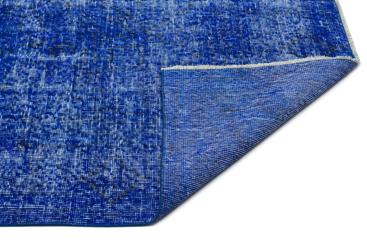 Blue Over Dyed Vintage Rug 5&#39;3&#39;&#39; x 8&#39;10&#39;&#39; ft 160 x 270 cm