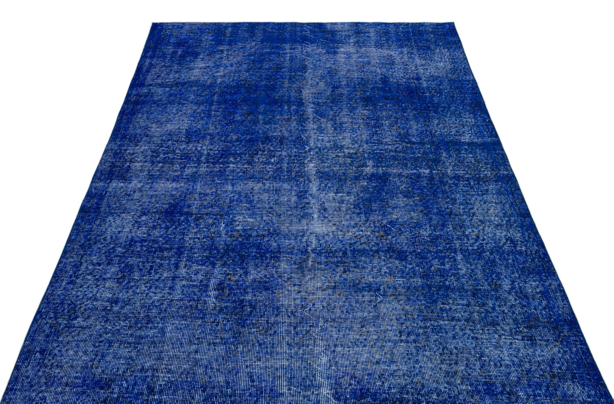Blue Over Dyed Vintage Rug 5&#39;3&#39;&#39; x 8&#39;10&#39;&#39; ft 160 x 270 cm